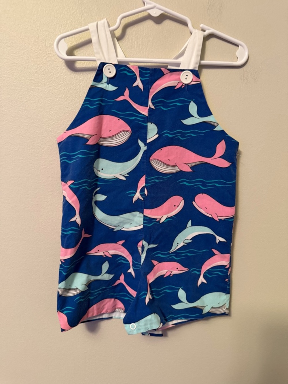 Kelly’s Kids Whale Print Romper - Navy, Pink & Light Blue